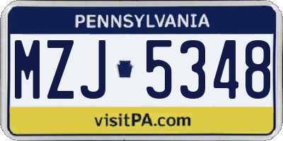 PA license plate MZJ5348