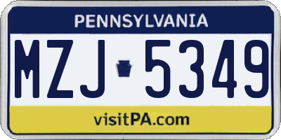 PA license plate MZJ5349