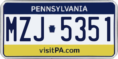 PA license plate MZJ5351