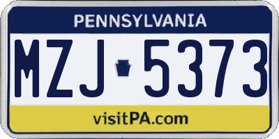 PA license plate MZJ5373