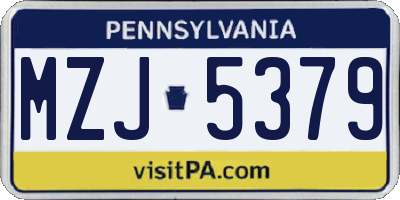 PA license plate MZJ5379