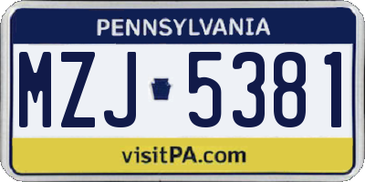 PA license plate MZJ5381