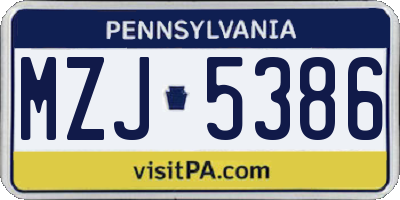 PA license plate MZJ5386