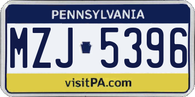 PA license plate MZJ5396