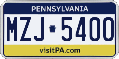 PA license plate MZJ5400