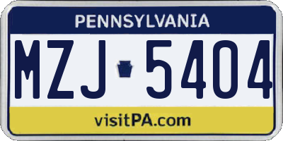PA license plate MZJ5404