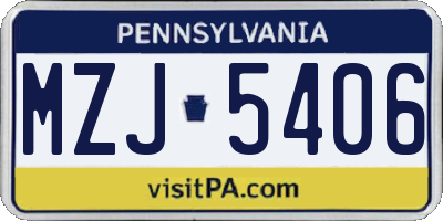 PA license plate MZJ5406