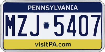 PA license plate MZJ5407