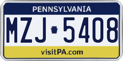 PA license plate MZJ5408