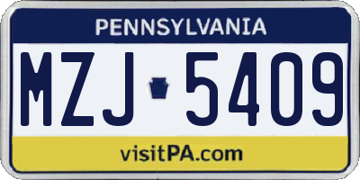 PA license plate MZJ5409