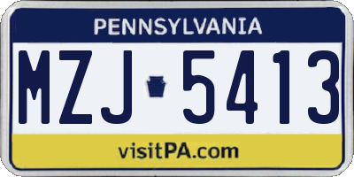 PA license plate MZJ5413