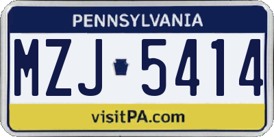 PA license plate MZJ5414