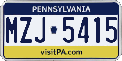 PA license plate MZJ5415
