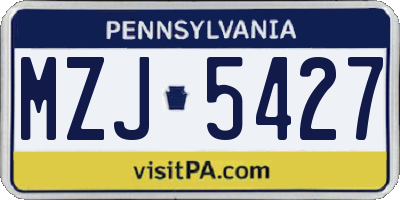 PA license plate MZJ5427
