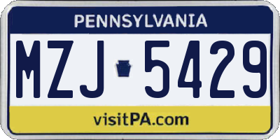 PA license plate MZJ5429