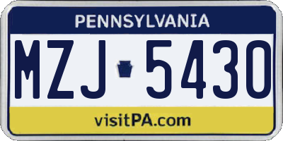 PA license plate MZJ5430