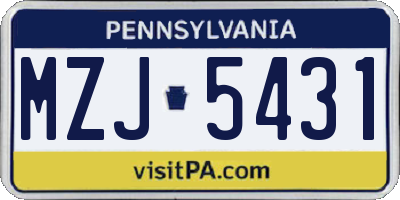 PA license plate MZJ5431