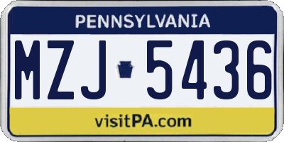 PA license plate MZJ5436
