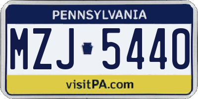 PA license plate MZJ5440