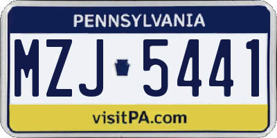 PA license plate MZJ5441
