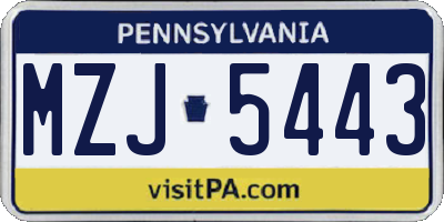 PA license plate MZJ5443