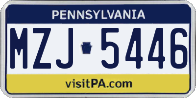 PA license plate MZJ5446