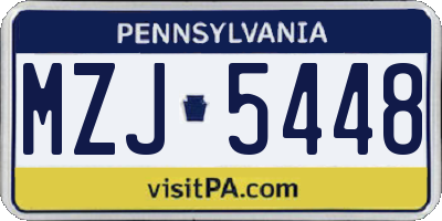 PA license plate MZJ5448