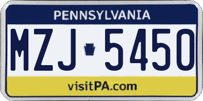 PA license plate MZJ5450