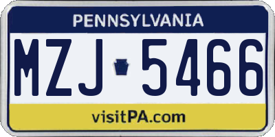 PA license plate MZJ5466