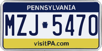 PA license plate MZJ5470