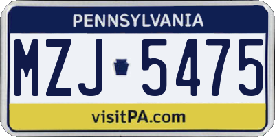 PA license plate MZJ5475