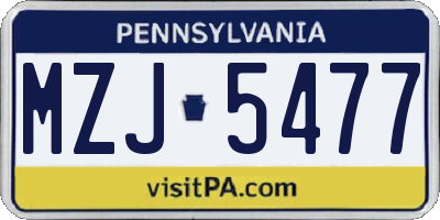 PA license plate MZJ5477