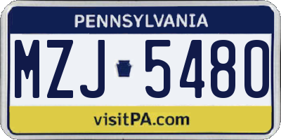 PA license plate MZJ5480