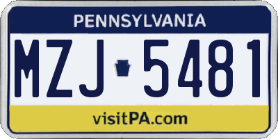 PA license plate MZJ5481