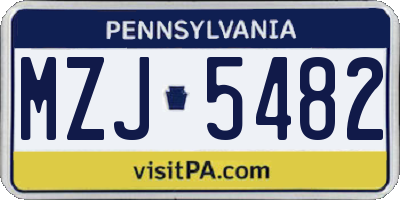 PA license plate MZJ5482