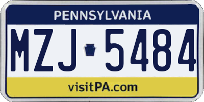 PA license plate MZJ5484