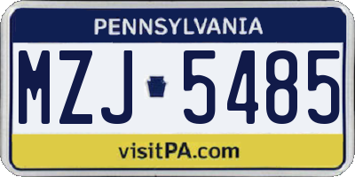 PA license plate MZJ5485