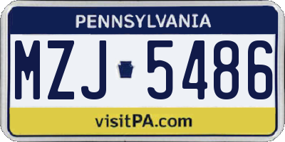 PA license plate MZJ5486