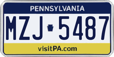 PA license plate MZJ5487