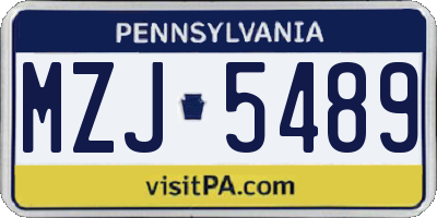 PA license plate MZJ5489
