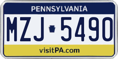 PA license plate MZJ5490