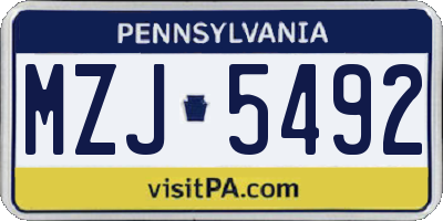 PA license plate MZJ5492
