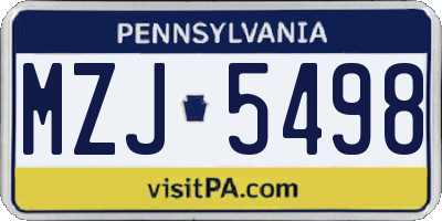 PA license plate MZJ5498