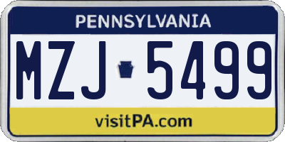 PA license plate MZJ5499