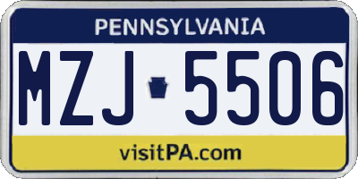 PA license plate MZJ5506