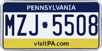PA license plate MZJ5508