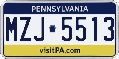 PA license plate MZJ5513