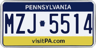 PA license plate MZJ5514