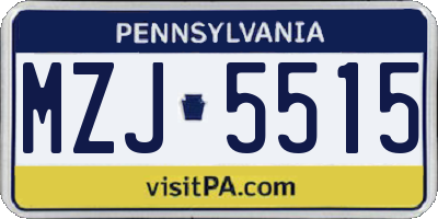 PA license plate MZJ5515