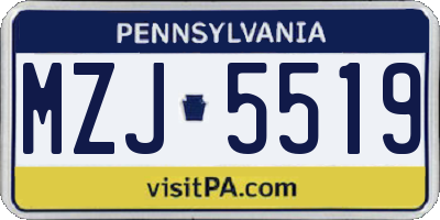 PA license plate MZJ5519